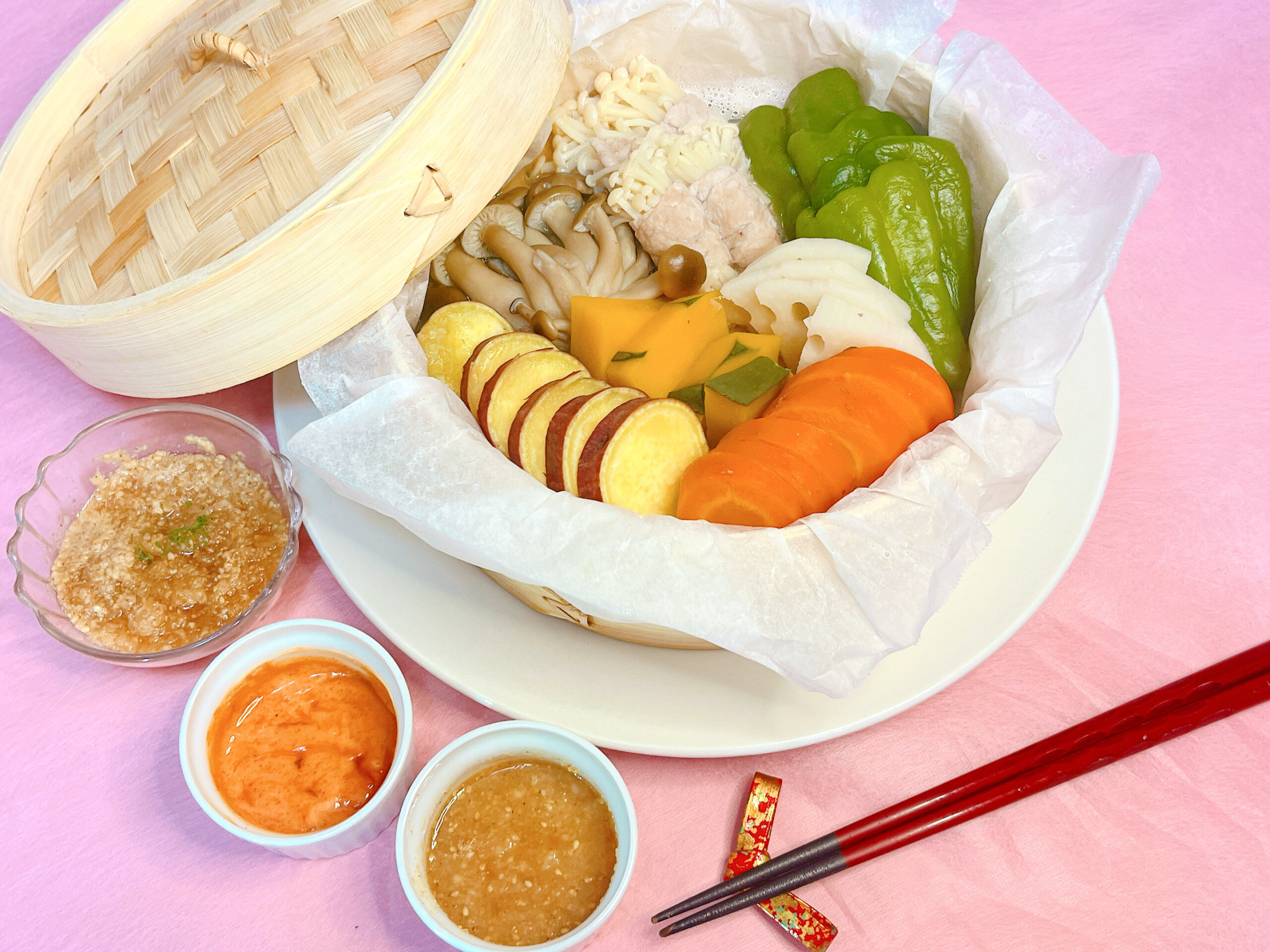 秋野菜のせいろ蒸しレシピ