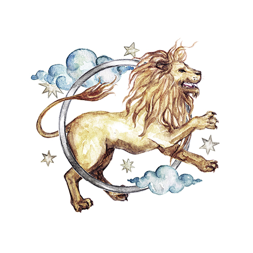 Leo - Zodiac Symbol. Watercolor Illustration.