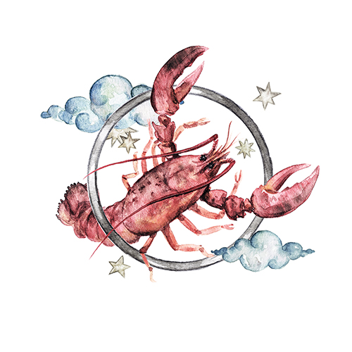 Cancer - Zodiac Symbol. Watercolor Illustration.